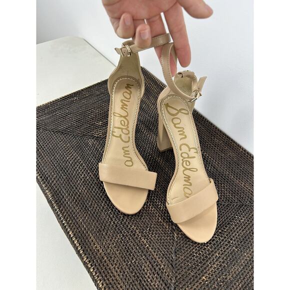 Sam Edelman‎ Womens Size 9M Yaro Ankle Strap Sandal Heel Classic Nude Leather - Picture 2 of 9